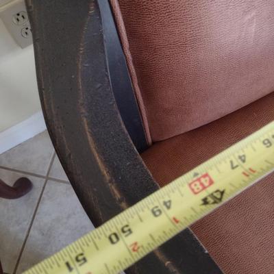 Vintage Double Seat Bench with Leather Upholstery