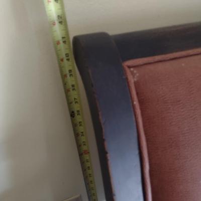 Vintage Double Seat Bench with Leather Upholstery