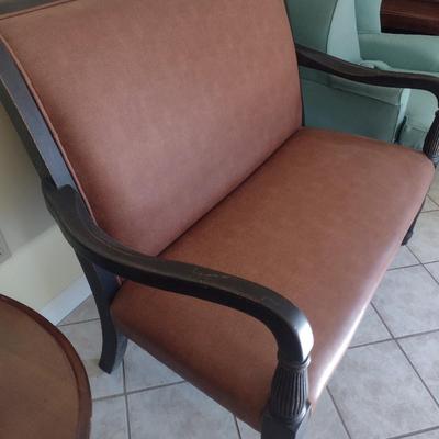 Vintage Double Seat Bench with Leather Upholstery