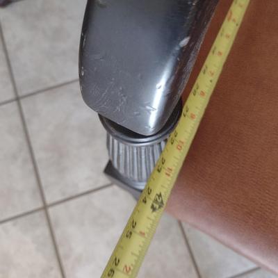 Vintage Double Seat Bench with Leather Upholstery