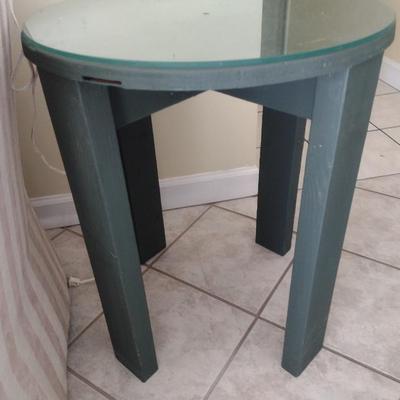 Pair of Matching Hand-Crafted Accent Tables with Glass Cover