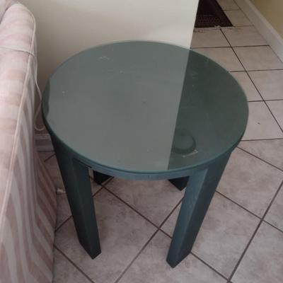 Pair of Matching Hand-Crafted Accent Tables with Glass Cover