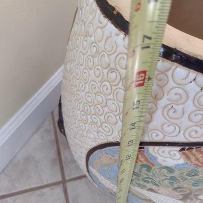 Large Ceramic Garden Stool with Dragon Themed Designs