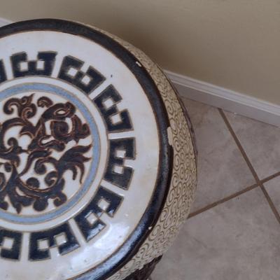 Large Ceramic Garden Stool with Dragon Themed Designs