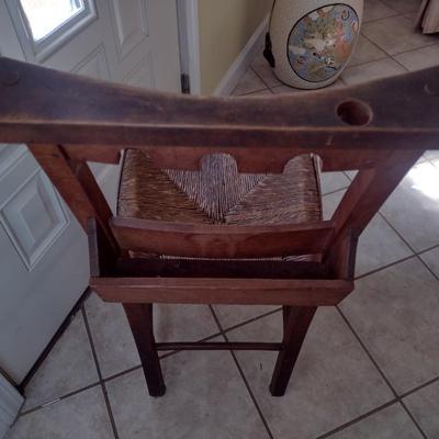 Antique Rush Seat Church Chair
