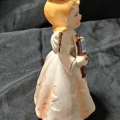 Vintage 1950's Birthday Angel JULY Patriotic USA Flag 5" Ceramic Figurine Japan