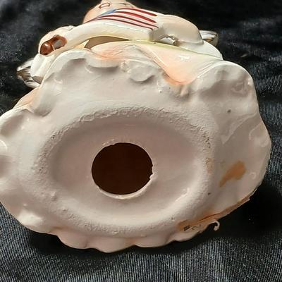 Vintage 1950's Birthday Angel JULY Patriotic USA Flag 5" Ceramic Figurine Japan