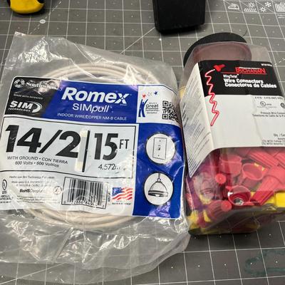 Sale Photo Thumbnail #212: Includes 14/2 cable, IDEAL connectors, Stanley, Zircon finders.