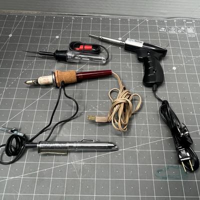 Sale Photo Thumbnail #260: Includes Craftsman engraver, soldering irons, pyrography pens.