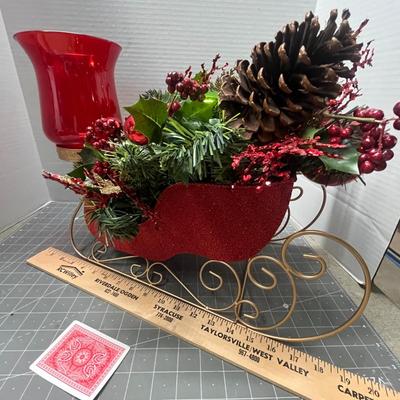 Sale Photo Thumbnail #324: Includes sleigh, glitter reindeer, red candle holder.