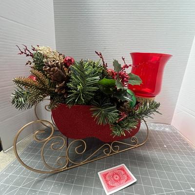 Sale Photo Thumbnail #323: Includes sleigh, glitter reindeer, red candle holder.