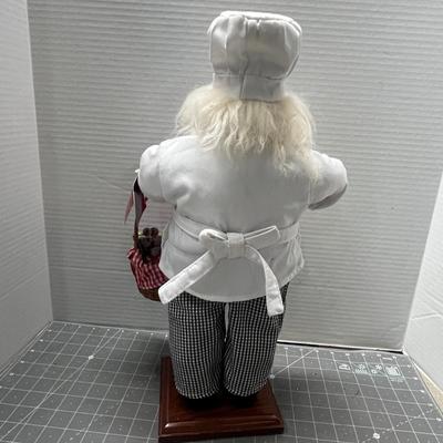 Sale Photo Thumbnail #364: Holds wine bucket, grapes, basket, checkered cloth.