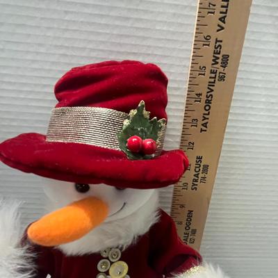 Sale Photo Thumbnail #372: Red outfit, gold ribbon, pearls, holly hat trim.