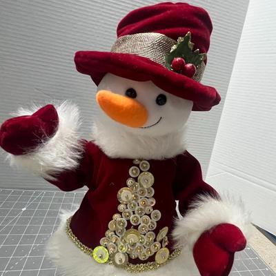 Sale Photo Thumbnail #374: Red outfit, gold ribbon, pearls, holly hat trim.