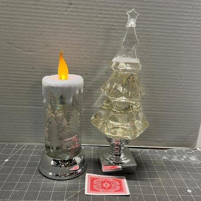 Sale Photo Thumbnail #386: Includes faux flame candle and star-topped tree, metallic bases.