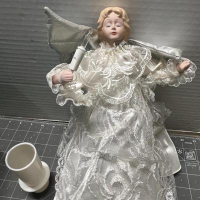 Sale Photo Thumbnail #407: White gown, silver wings, holds candle.