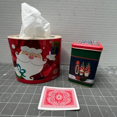 Sale Photo Thumbnail #449: Includes tins, Santa figurine, lantern, festive cup.