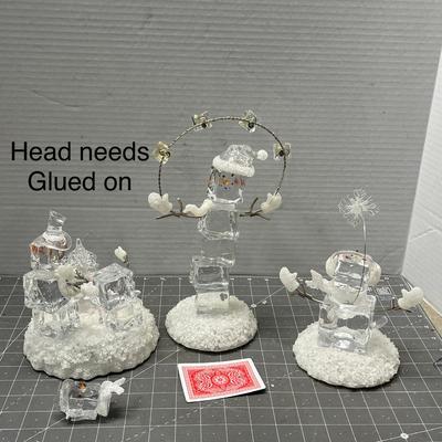 Sale Photo Thumbnail #462: Stacked blocks, snowflake, ornament halo—1 head needs glued on.