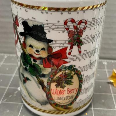 Sale Photo Thumbnail #497: Ceramic penguin, “Winter Berry” soap pump, tree & Santa night lights.