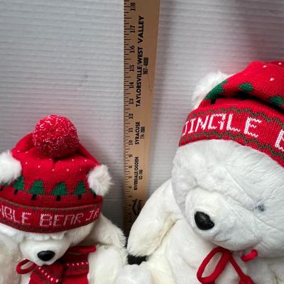 Sale Photo Thumbnail #528: White bears with hats, scarf, mittens.