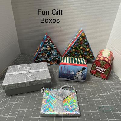 Sale Photo Thumbnail #577: 6 pc—varied shapes, snowmen, trees, stripes, floral, holographic.