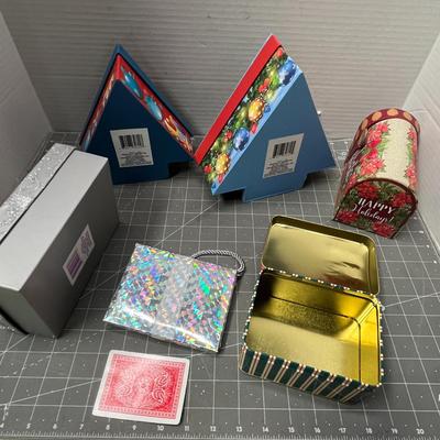 Sale Photo Thumbnail #578: 6 pc—varied shapes, snowmen, trees, stripes, floral, holographic.