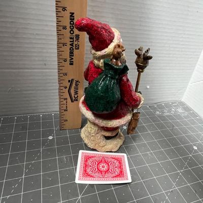 Sale Photo Thumbnail #591: Red suit—staff with reindeer head, blue sack with bear & candy cane.