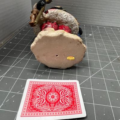 Sale Photo Thumbnail #592: Red suit—staff with reindeer head, blue sack with bear & candy cane.