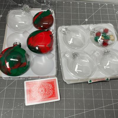 Sale Photo Thumbnail #603: 6 pc—clear halves, pom-poms, beads, sequins, stars, trays.