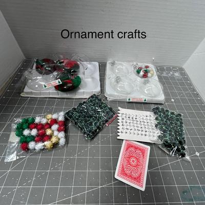 Sale Photo Thumbnail #601: 6 pc—clear halves, pom-poms, beads, sequins, stars, trays.