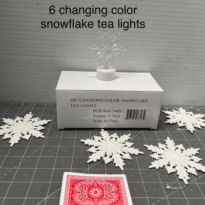 Sale Photo Thumbnail #628: 6 color—LED snowflake lights, glitter finish, red/green/blue glow etc.