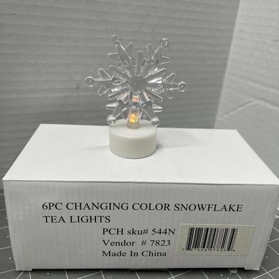 Sale Photo Thumbnail #630: 6 color—LED snowflake lights, glitter finish, red/green/blue glow etc.