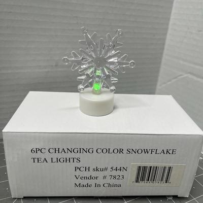 Sale Photo Thumbnail #631: 6 color—LED snowflake lights, glitter finish, red/green/blue glow etc.