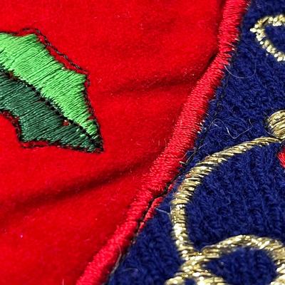 Sale Photo Thumbnail #665: 3 Christmas stockings—gingerbread, Santas, Santa scene.