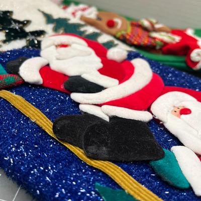Sale Photo Thumbnail #664: 3 Christmas stockings—gingerbread, Santas, Santa scene.