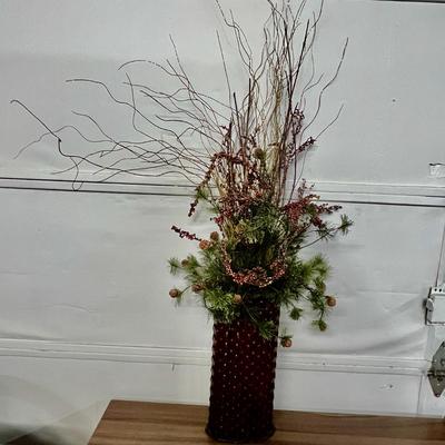 Sale Photo Thumbnail #667: Branches, pine needles, cones, reddish florals.