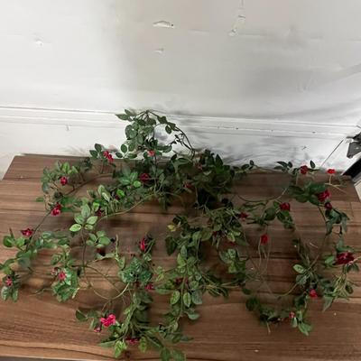 Sale Photo Thumbnail #685: Red berries, gold glitter, frosted branches, green leaves.