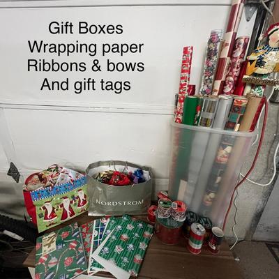 Sale Photo Thumbnail #729: Gift boxes, ribbons, bows, tags, festive wrapping paper.