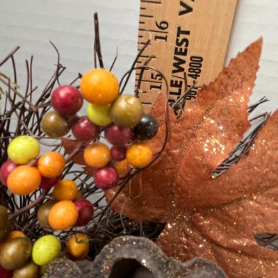 Sale Photo Thumbnail #739: 15 inch wreath, 10 inch wreath, leaves, berries, pumpkins.