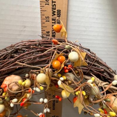 Sale Photo Thumbnail #745: 15 inch pumpkin wreath, 14 inch grapevine wreath.