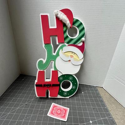 Sale Photo Thumbnail #752: 17.5 inch festive design, Santa hat, snowflakes, striped and belt accents.