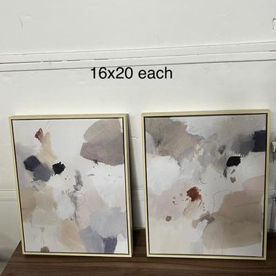 Sale Photo Thumbnail #72: 16x20, 2 framed canvases, neutral abstract tones, textured layered brushstrokes.