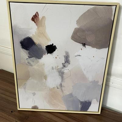 Sale Photo Thumbnail #73: 16x20, 2 framed canvases, neutral abstract tones, textured layered brushstrokes.