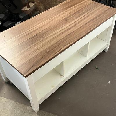 Sale Photo Thumbnail #37: 41x19.5x19 inch table, lift top, 3 compartments, wood and white finish.