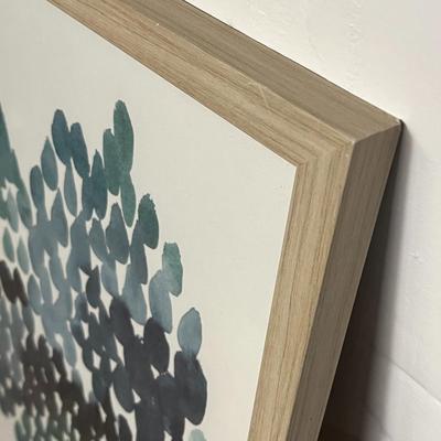 Sale Photo Thumbnail #793: Blue Green Gray, light wood frame, teardrop brush strokes.