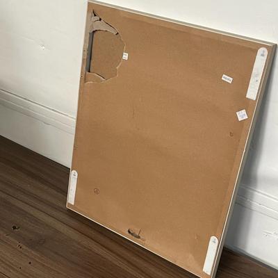 Sale Photo Thumbnail #794: Blue Green Gray, light wood frame, teardrop brush strokes.