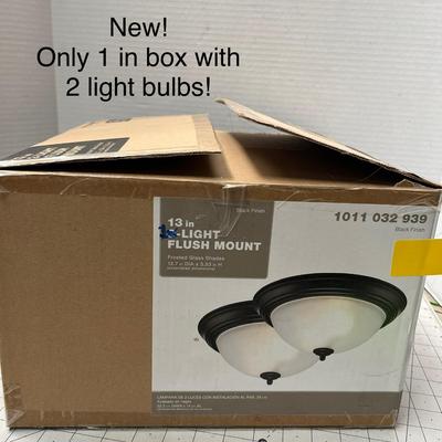 Sale Photo Thumbnail #847: Includes frosted glass shade, two bulbs, 13" Black Finish Fixture.