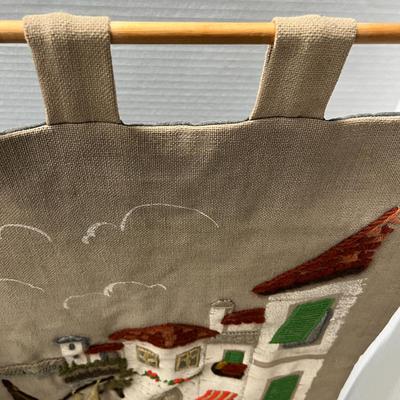 Sale Photo Thumbnail #882: Features sailboat, red roofs, green shutters, fringe, fabric loops.