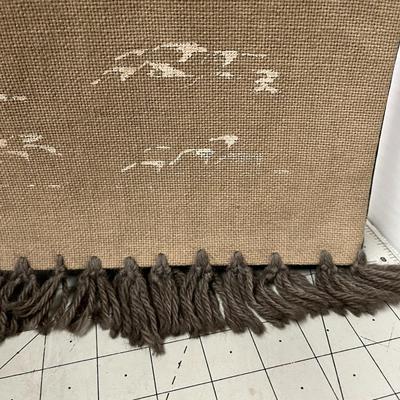 Sale Photo Thumbnail #881: Features sailboat, red roofs, green shutters, fringe, fabric loops.