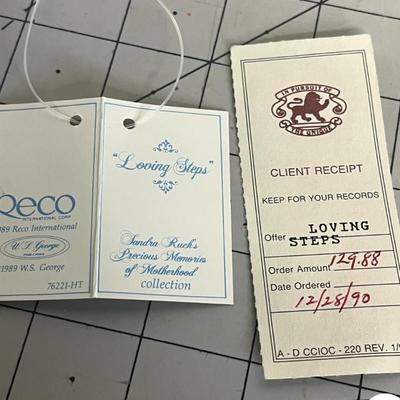 Sale Photo Thumbnail #893: Lady & Baby Size - 18", 8" & Boy Size - 14" Includes straw bedding, lace dress, vest outfit, boxed presentation.